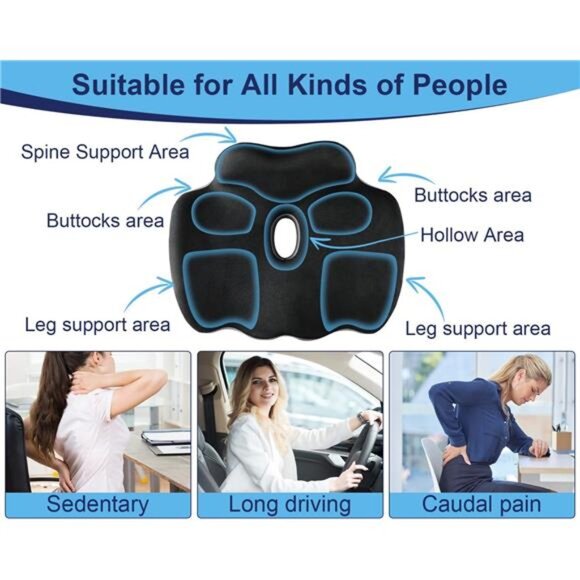 Orthopedic Seat Cushion,X Large Breathable Office Chair Cushion - Picture 7 of 8